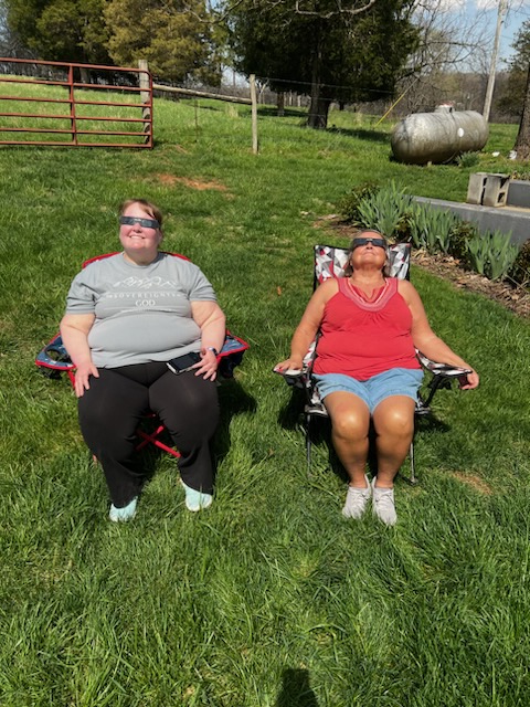 me and mom watching the solar eclipse